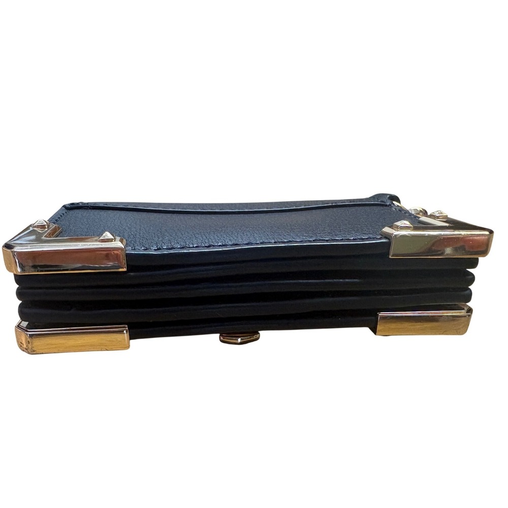 Michael Kors Card Wallet Accordion Kingsley Black Gold Leather - Picture 6 of 8